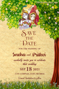 Radha Krishna Theme Wedding Save The Date Card Version 2 Card