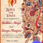Radhe Krishna Save The Date Card, Paisley Pattern, Retro Style, Hindu Wedding Invitations