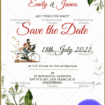 Save The Date Card Cartoon Couple Bicycle Wedding Invite