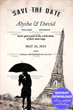 Save The Date - Eiffel Tower, Love In Paris