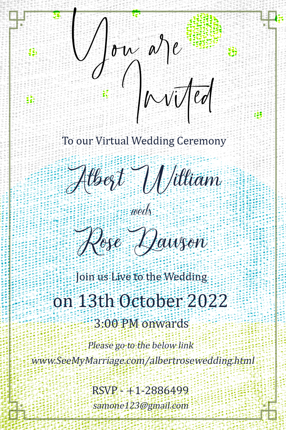 Simple White Theme Virtual Wedding Invitation Card