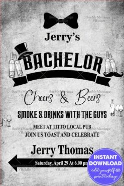 Vintage Theme Bachelor Party White Theme Card White Theme Version