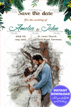 Watercolor Wedding Save The Date Card