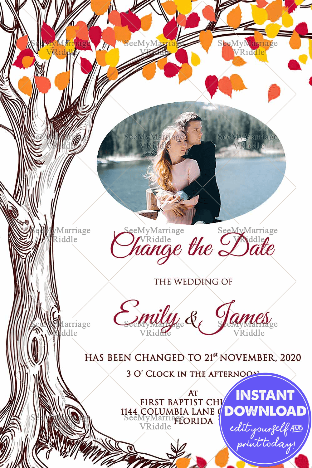 Wedding Date Change Whatsapp Card
