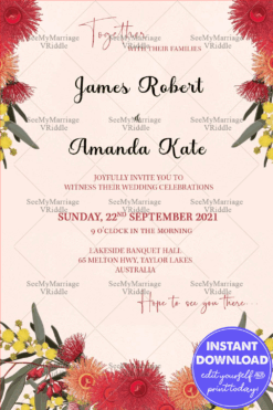 Wedding Save The Date Invitation Card In Australian Rustic Wild Floral Theme