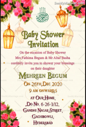 Pink Floral Theme Muslim Baby Shower Invitation Gif With Cream Background Automation | ID: 11702
