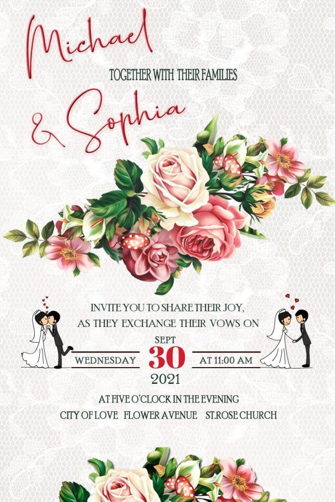 Floral Wedding Invitation, Christian, Editable Save The Date Card ...