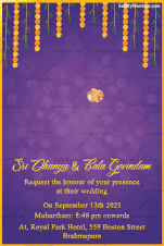 Tamil Wedding Invitation Gif With Caricature, Traditional, Violet And Gold  Theme | ID: 11714 | ID: 11715 – SeeMyMarriage