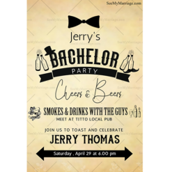 Vintage Theme Bachelor Party Cream Theme Card Base Version