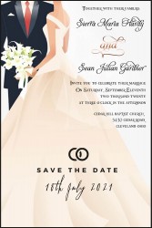 Wedding announcement, save the date card, wedding card, western style, cartoon wedding card