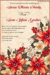 Red, Vintage, Red Floral, Watercolor, Spring, Paper, Texture, Wedding Card