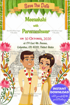 South Indian Wedding Save The Date Card