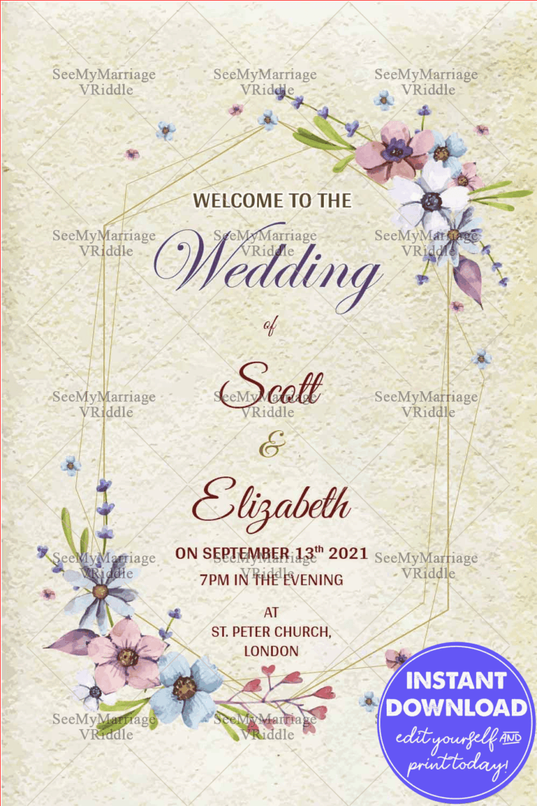 Floral London Wedding Invitation Card
