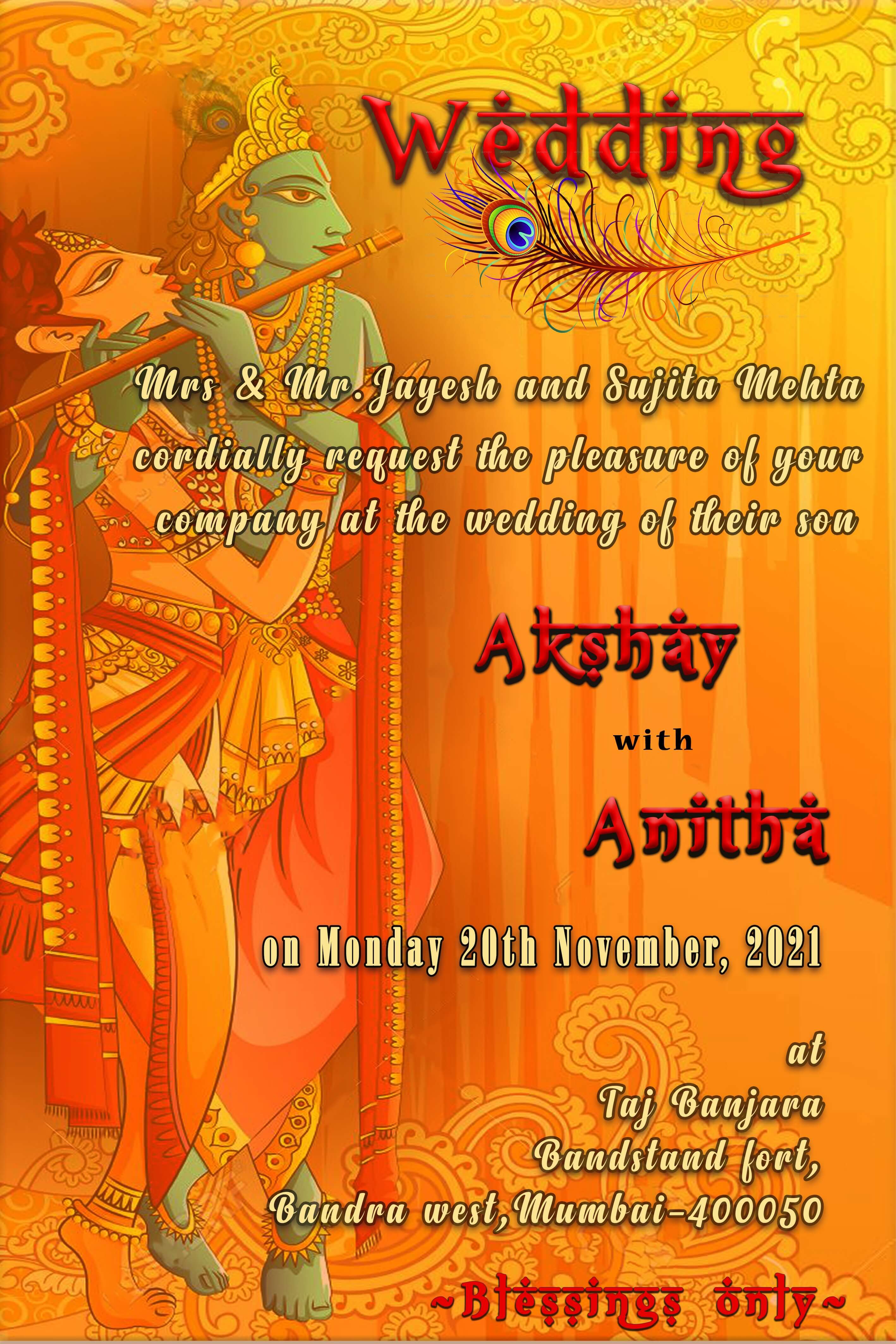 Radha Krishna Wedding Card
