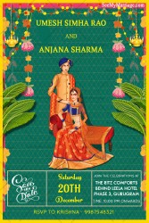 Green, Rajasthani, Hindu, Indian, Traditional, Arranged, Cartoon, Banana Trees