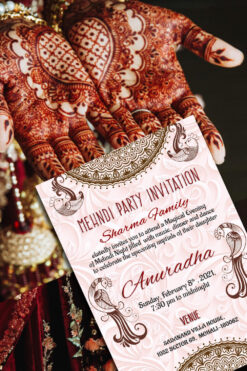 Mohabbat Ka Rang Simple Traditional Cream Theme Mehndi Invitation Card | ID: ec_11135
