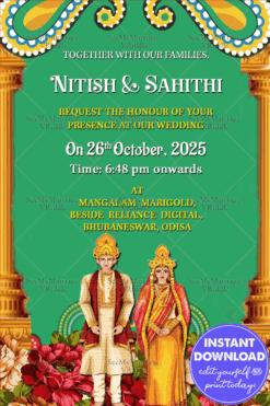 Traditional Oriya Couple Wedding Save The Date Card | ID: ec_11148