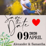 Simple Wedding Save The Date Invitation With Animated Leaves & Couple Picture | ID: 11778