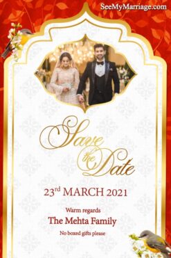 Raj Mahal Royal Indian Birds Save The Date Video Invitation | ID: 11781