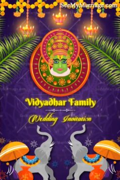 Traditional Blue Theme Malayalam Kerala Wedding Video Invitation | ID: 11792