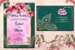 Fairytale Wedding Invitation Card, Pink And Green Theme, Pastel Colors Floral Save The Date Suite | ID: ec_11154