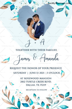 Simple Modern Wedding Heart Decoration Invitation Card