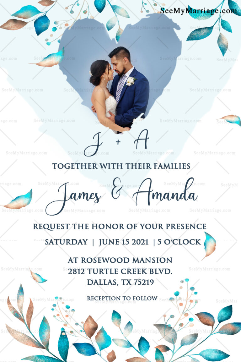 Simple Modern Wedding Heart Decoration Invitation Card