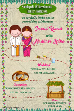 Telugu Wedding Cartoon Invitation Video, Parrot Hangings, Texture Background | ID: 11827
