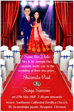 Modern Wedding Caricature Save The Date Card