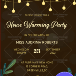 Sparkling String Lights Housewarming Invitation Card