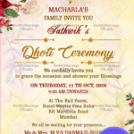 Traditional Dhoti Ceremony Invitation Card In Cream Theme