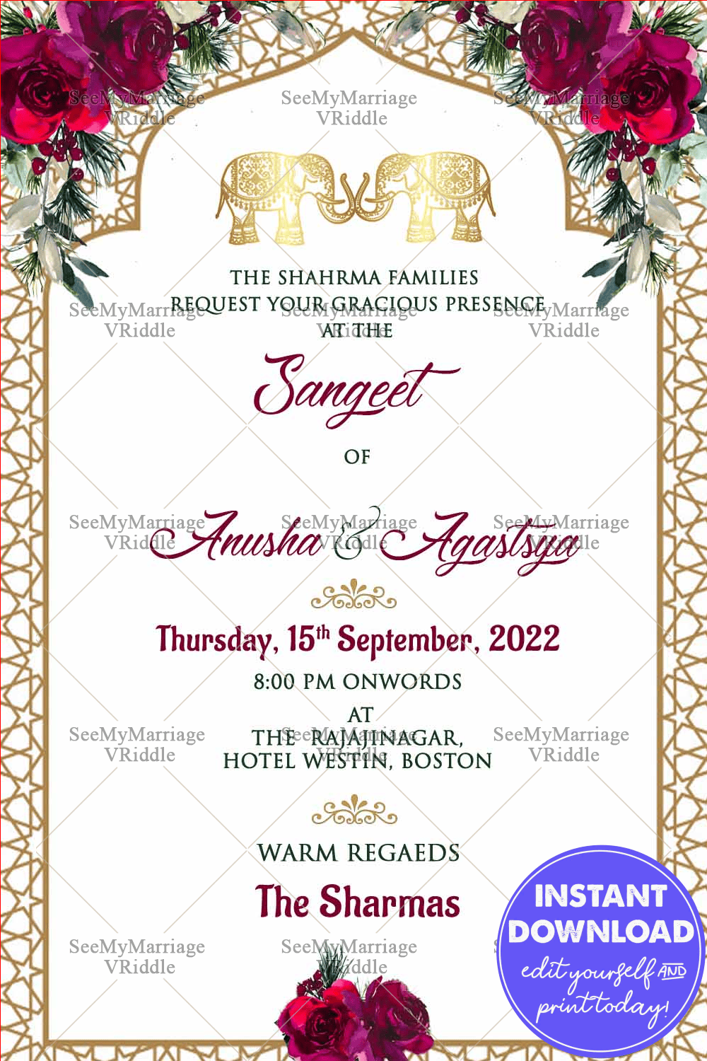 White And Gold Punjabi Sangeet Invitation E Card