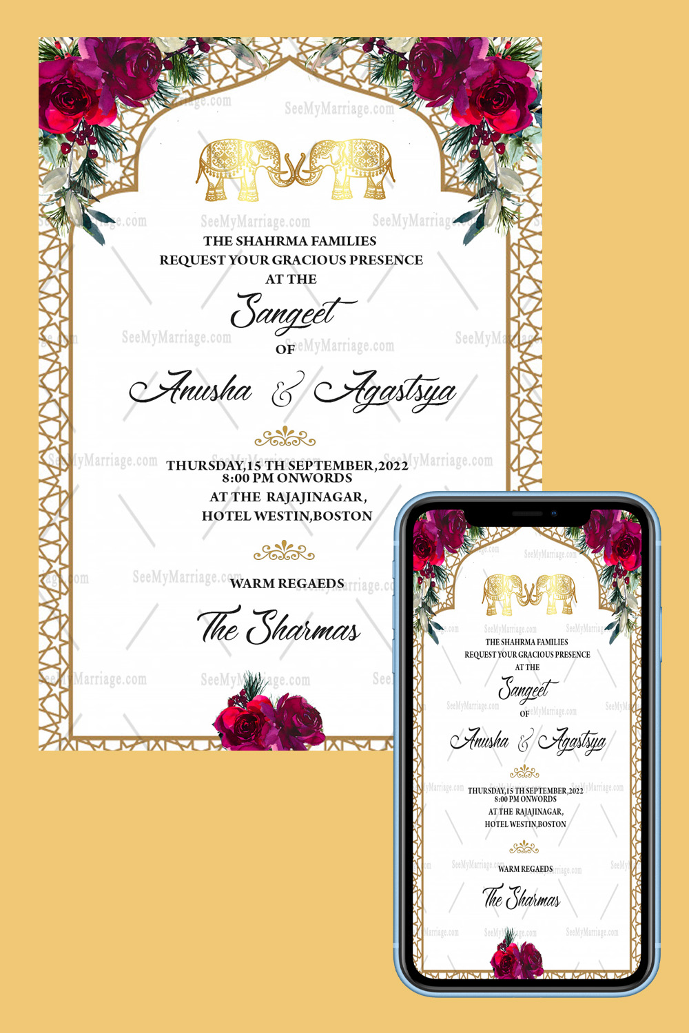 White And Gold Punjabi Sangeet Invitation Ecard