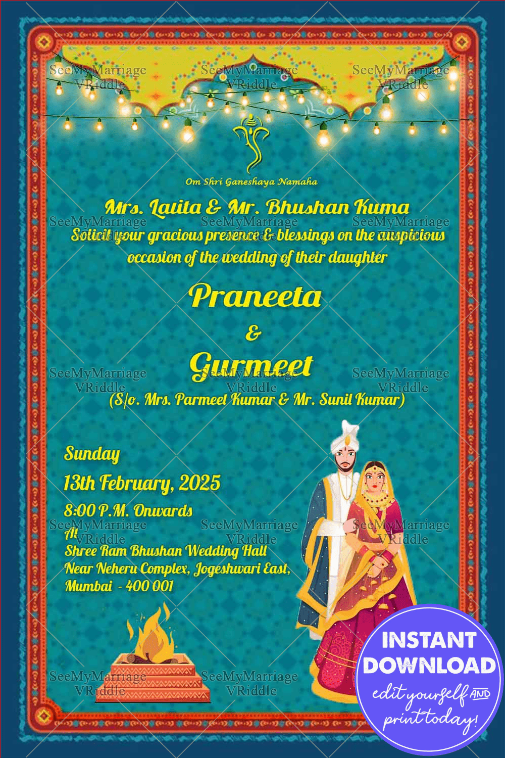 Aaja Bhangra Pa Laiye Punjabi Shaadi Invitation Card