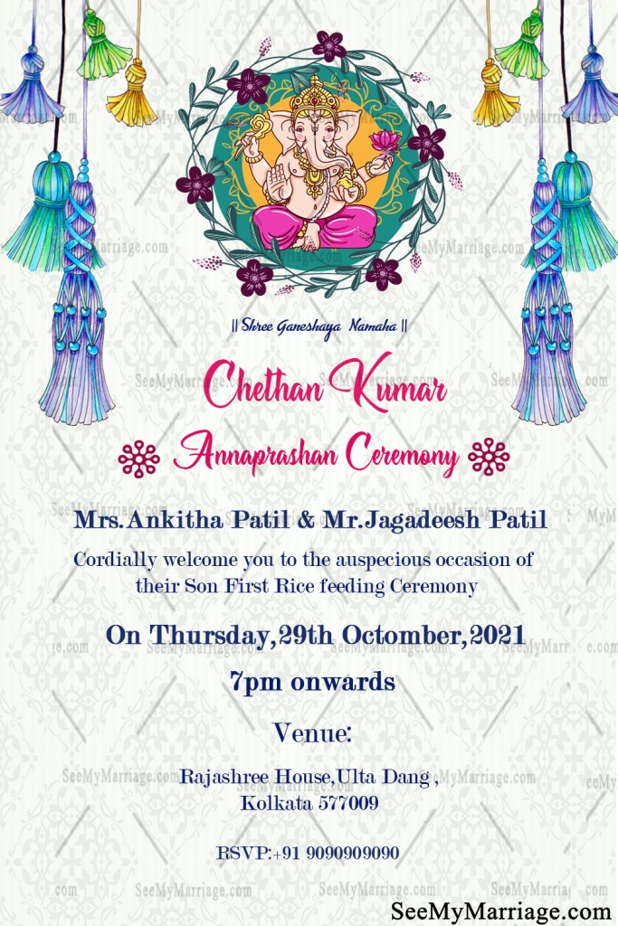 Simple Design Annaprashan Invitation Card – SeeMyMarriage