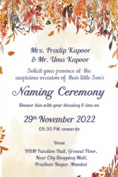 Autumn Leaf Naming Ceremony Invitation Card
