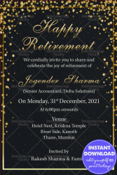 Black And Gold Bokeh Theme Retirement Party Invitation Card