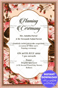 Colorful Boarder Naming Ceremony Invitation Card