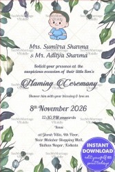 Colorful Floral Naming Ceremony Invitation Card