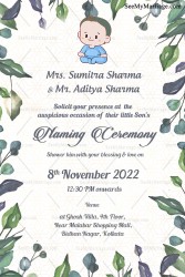Colorful Floral Naming Ceremony Invitation Card