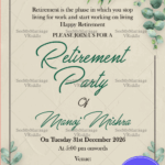Dusky Brown Theme Retirement Invitation Card With Picture