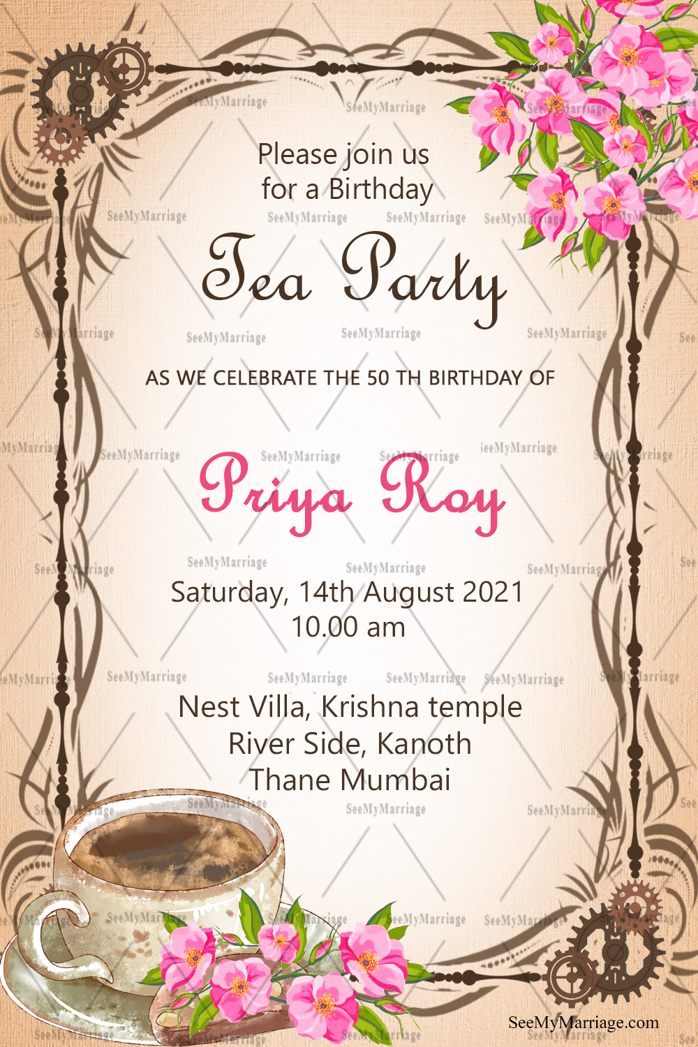Ek Cup Chai Tea Party Invitation Card