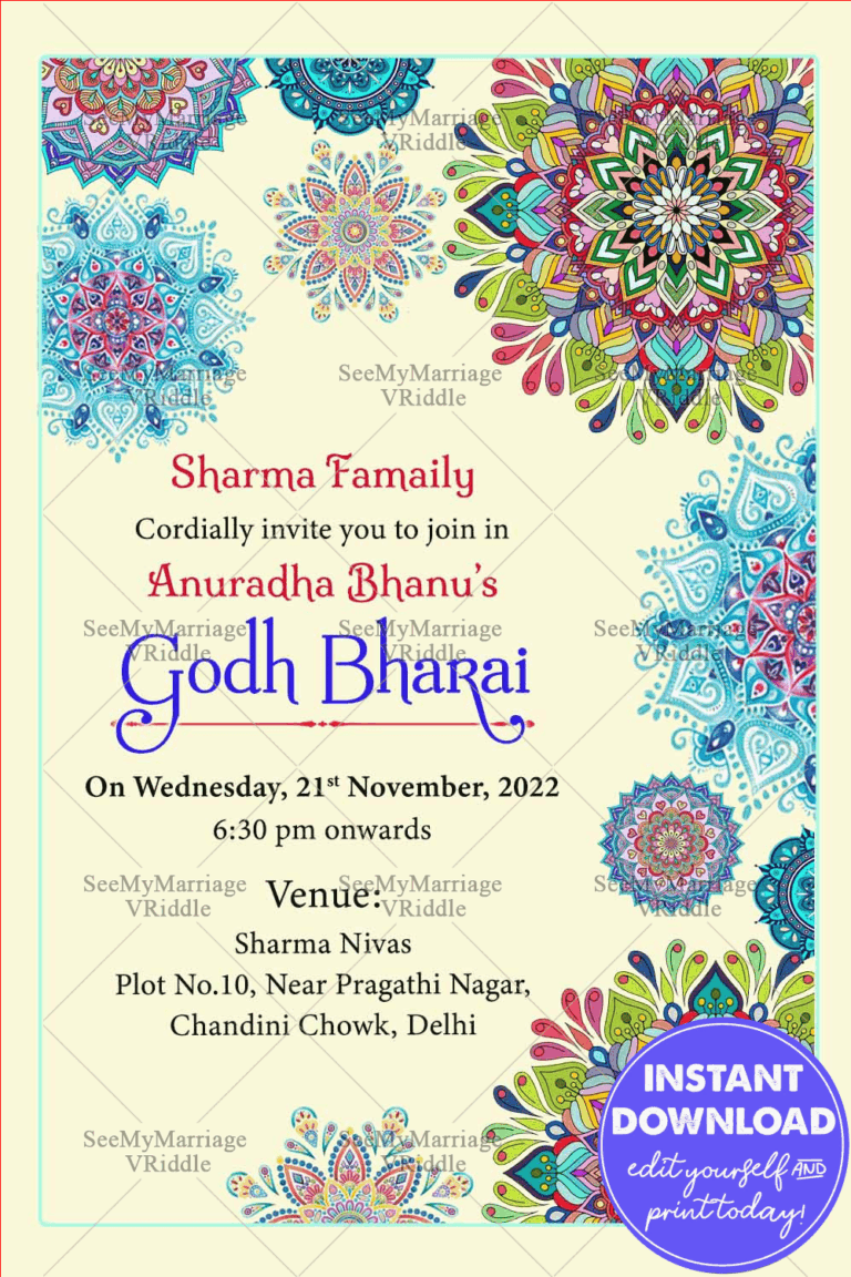 Elegant Floral Godh Bharai Invitation Ecard | ID: ec_11571