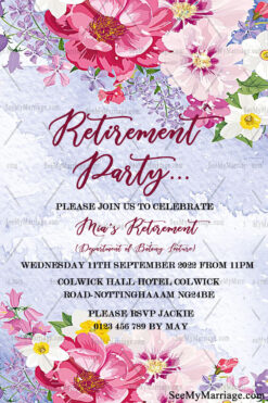 Floral Flowers Theme Retirement Invitation Card