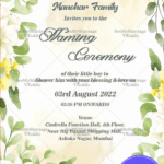 Garden Flower Theme Naming Ceremony Invitation Card