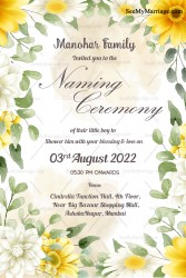 Garden Flower Theme Naming Ceremony Invitation Card