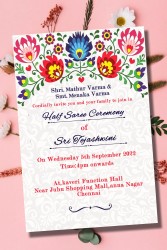 Halfsaree Invitation Card With Floral Design Theme