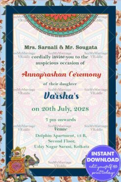 Mandala Theme Traditional Hindu Annaprasan Invitation Card