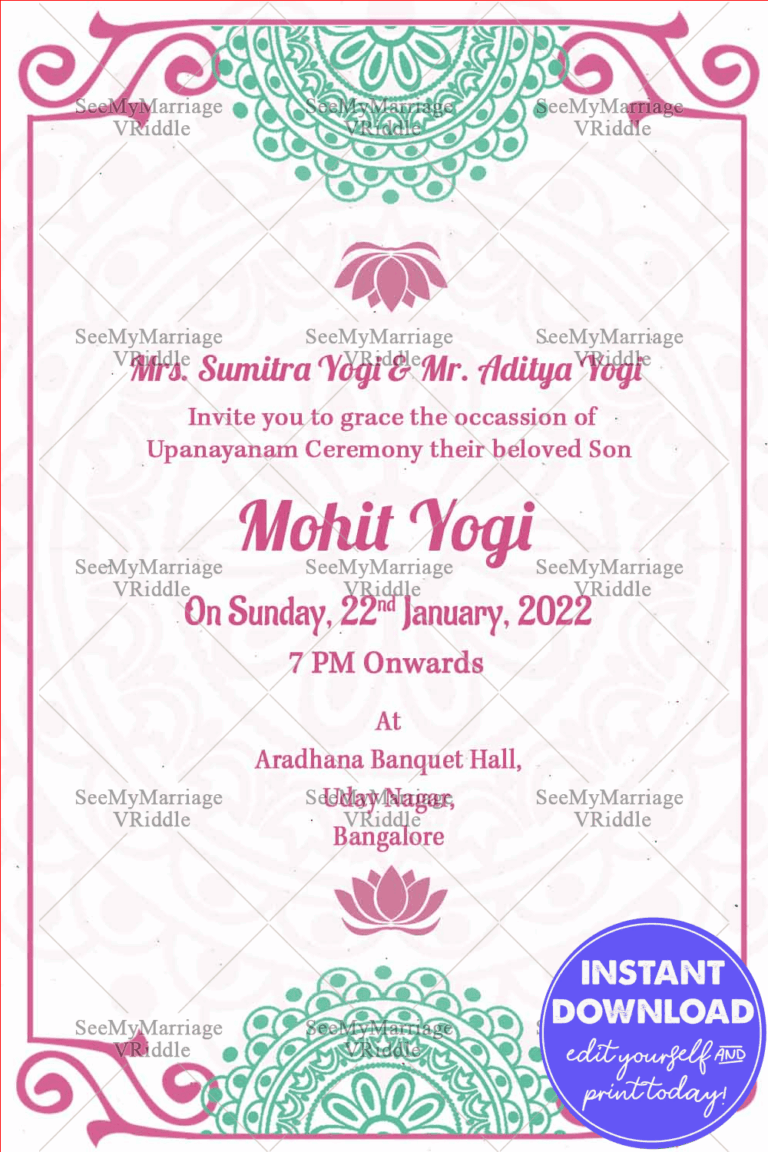 Mandala Theme Upnayanam Invitation Card