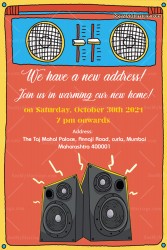 Music Party Theme Housewarming Invitation Card